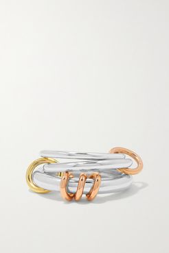 Orion Set Of Three Sterling Silver And 18-karat Yellow And Rose Gold Rings