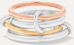 Hyacinth Set Of Four 18-karat Yellow And Rose Gold And Sterling Silver Rings