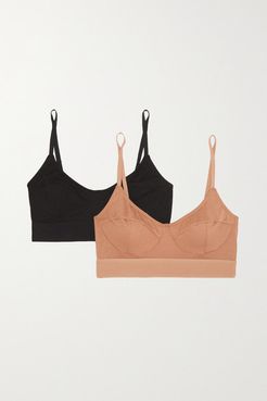 Net Sustain Set Of Two Stretch-bamboo Soft-cup Bra - Black