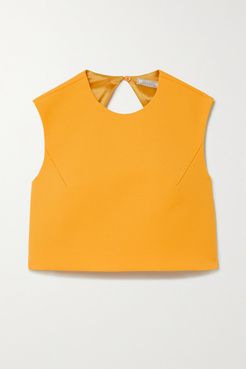 Cropped Open-back Wool-blend Top - Yellow