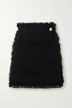 Ario Frayed Bouclé Mini Skirt - Black