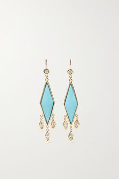 14-karat Gold, Turquoise And Diamond Earrings