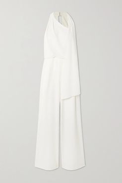 Scarf-detail Draped Crepe Jumpsuit - Cream