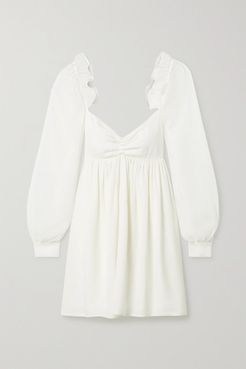 Charlotte Ruffled Crepe And Metallic Crepon Mini Dress - White