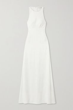 Mary Cutout Washed-satin Gown - Ivory