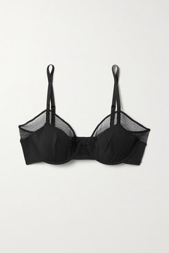 Résille Sport Lace-trimmed Stretch-jersey Underwired Soft-cup Bra - Black