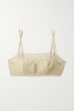 Resille Mesh-trimmed Stretch-jersey Soft-cup Bra - Beige