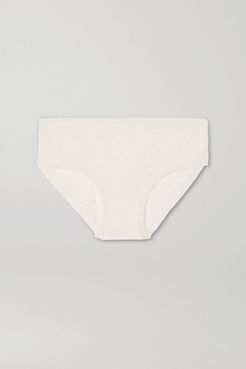 Bouclette Stretch-leavers Lace Briefs - White