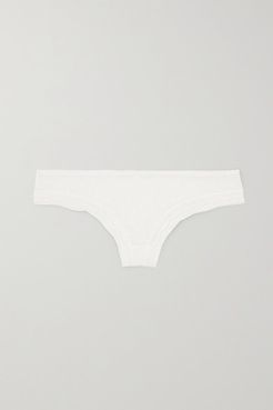 Boutis Brode Flocked Stretch-tulle Thong - White