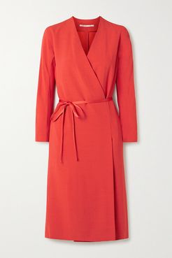 Crepe Wrap Dress - Red