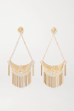 Tasseled Gold-tone Clip Earrings