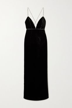 Swarovski Crystal-embellished Velvet Gown - Black