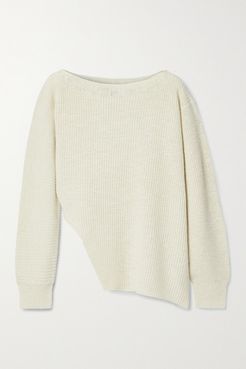 Asymmetric Ribbed Cotton And Linen-blend Sweater - Cream