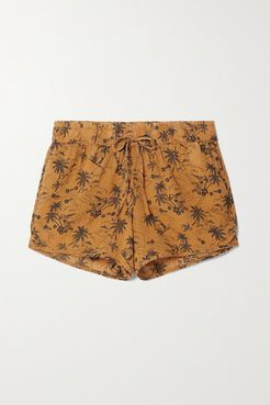 Printed Voile Shorts - Saffron