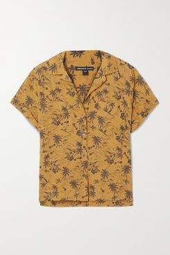 Aloha Printed Voile Shirt - Saffron