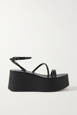 80 Leather Platform Sandals - Black
