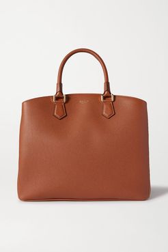 Luna Textured-leather Tote - Brown