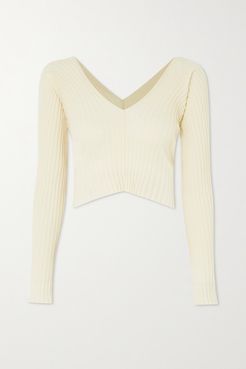 Tights Ribbed Wool-blend Top - Ivory