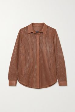 Perforated Leather Shirt - Tan