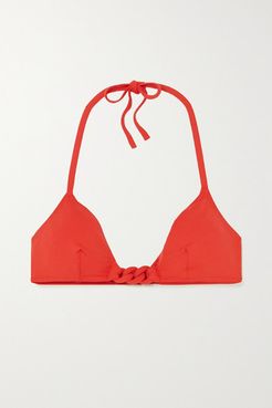 Gourmette Manchette Chain-embellished Halterneck Bikini Top - Red
