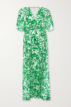 Crayfish Printed Cotton-voile Kaftan - Green