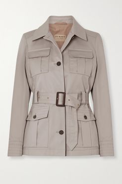 Belted Cotton-gabardine Jacket - Mushroom