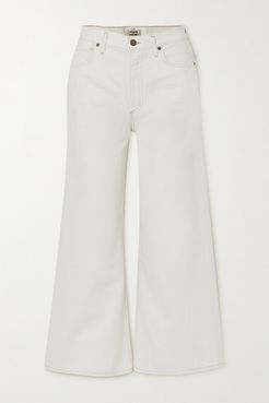 Serena Cropped Organic High-rise Wide-leg Jeans - Ivory