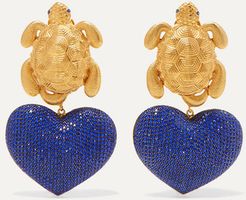 Turtle In Love Gold-plated Lapis Lazuli Clip Earrings