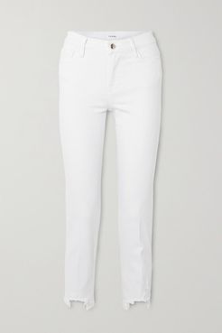 Le Nouveau Cropped Distressed Mid-rise Slim-fit Jeans - White