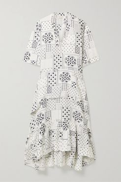 Joi Tiered Printed Twill Midi Dress - White