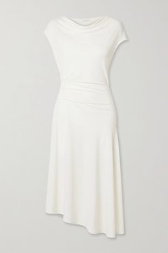 Aidia Draped Stretch-crepe Midi Dress - Off-white