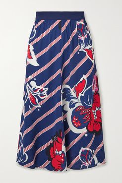 Biella Printed Georgette Midi Skirt - Navy