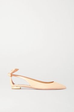 Bow Tie Leather Point-toe Flats - Ivory