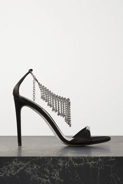 Crystal-embellished Satin Sandals - Black