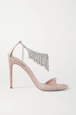 Crystal-embellished Satin Sandals - Neutral