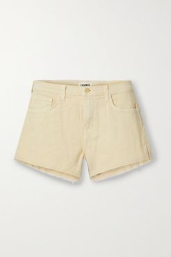 Audrey Frayed Denim Shorts - Beige