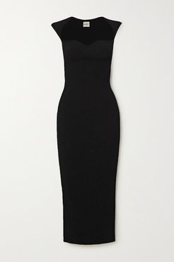 Allegra Ribbed-knit Midi Dress - Black
