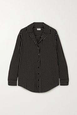 Amber Pinstriped Stretch-jersey Shirt - Black