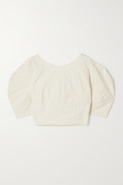Net Sustain Peni Organic Cotton And Linen-blend Jacquard Top - Off-white