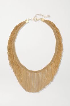 Fringe 18-karat Gold And Silk Necklace