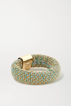 Slide 18-karat Gold And Silk Ring - Light blue