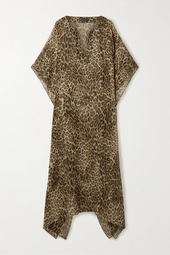 Erica Leopard-print Silk Crepe De Chine Kaftan - Leopard print