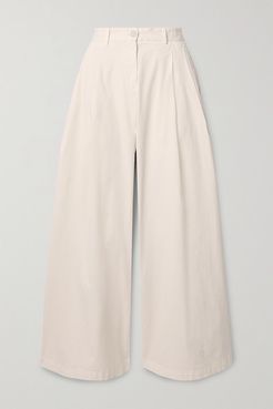 Marbella Stretch-cotton Twill Wide-leg Pants - Ivory
