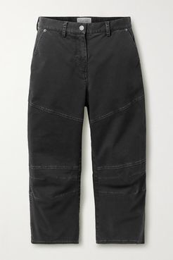 Martil Cropped Paneled Stretch-cotton Tapered Pants - Black
