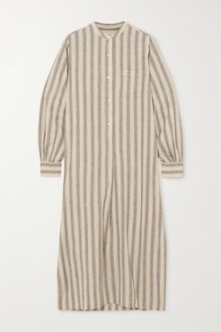 Malia Striped Cotton And Linen-blend Midi Shirt Dress - Cream