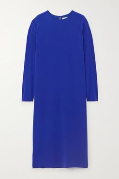 Nova Silk-crepe Midi Dress - Blue