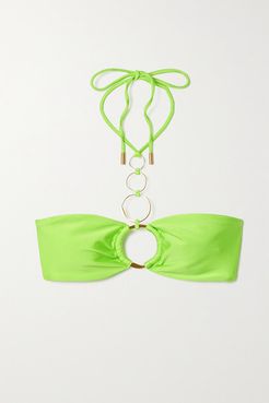 Allie Embellished Halterneck Bikini Top - Bright green