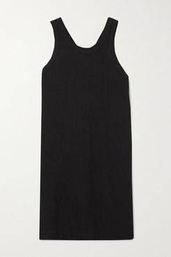 Organic Cotton-trimmed Linen-jersey Mini Dress - Black