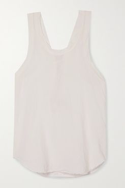 Organic Cotton-trimmed Frayed Linen-jersey Tank - White