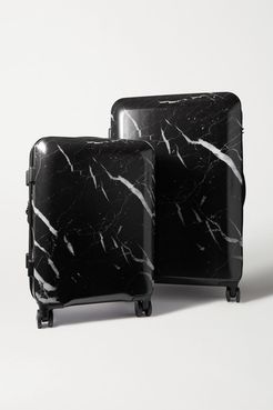 Astyll Set Of Two Marbled Hardshell Suitcases - Black